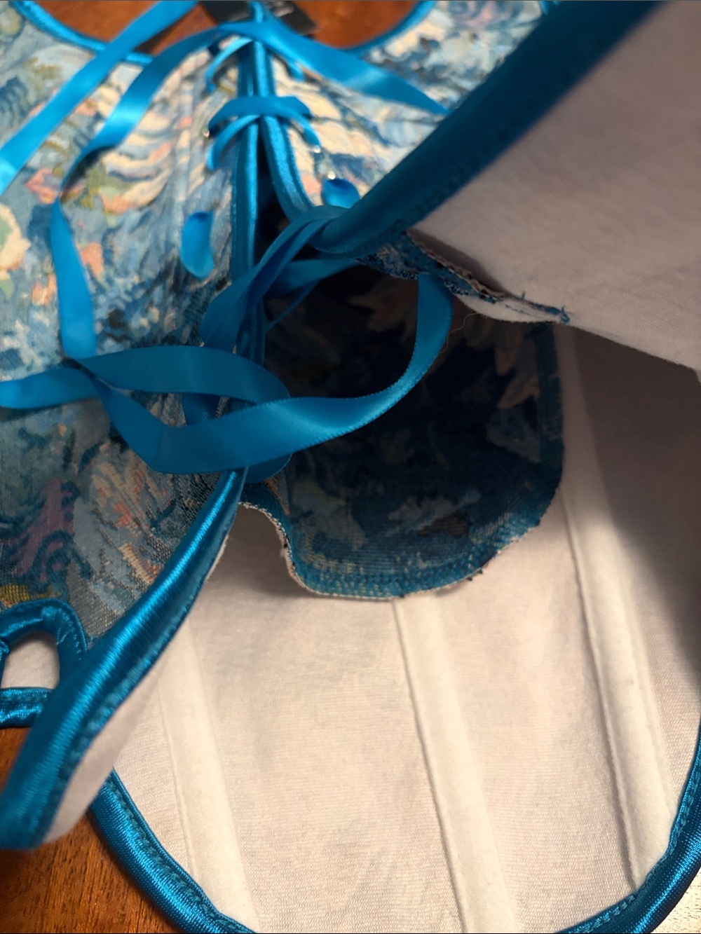 Floral Tapestry Corset Top with Teal Trim - Picture 8 of 8